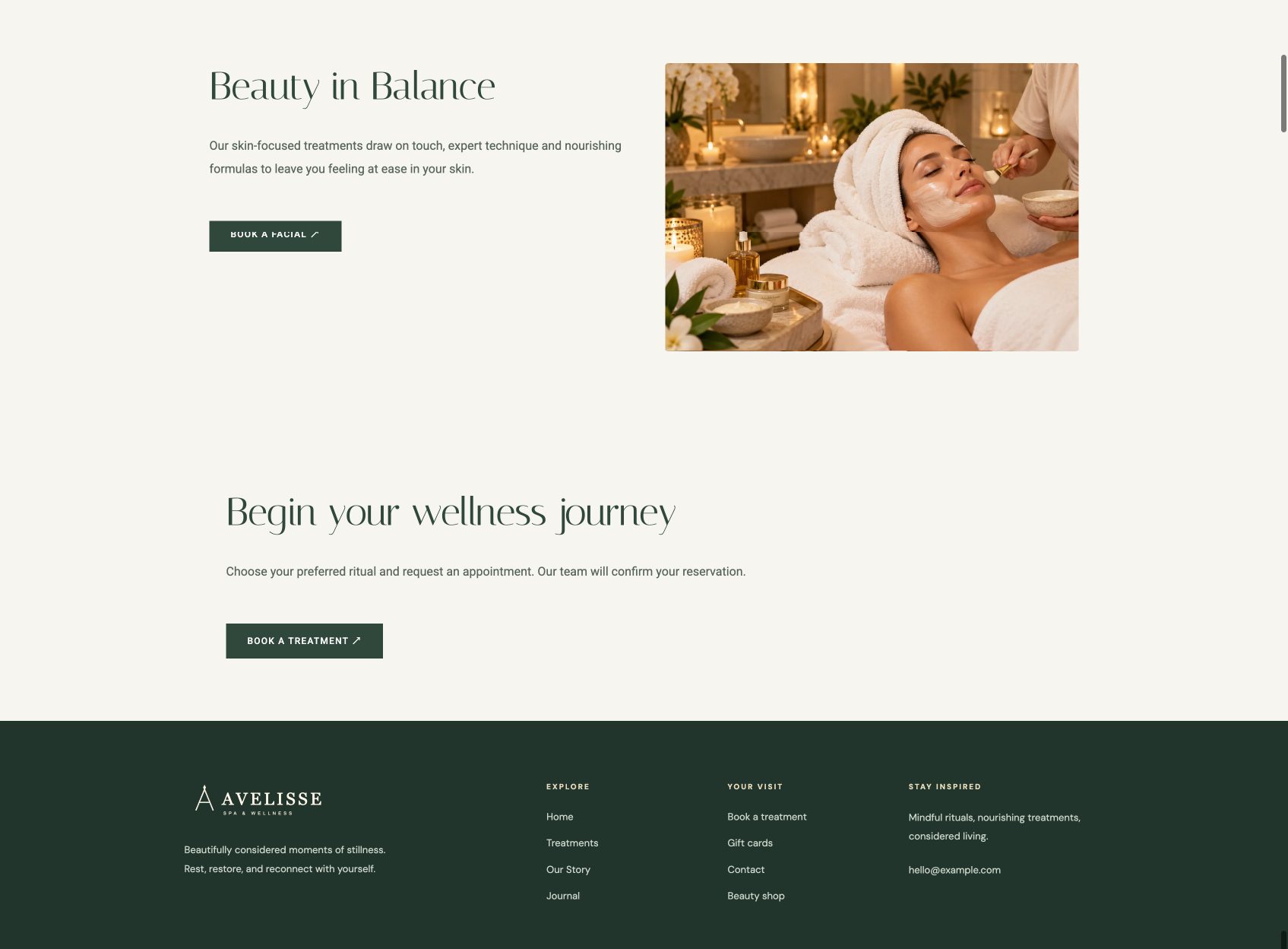 Avelisse Pro Spa WordPress theme homepage preview